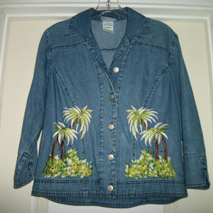 WHITE LOTUS STYLED ISLAND PARADISE PALMS JEAN JACKET XS ISLANDCORE
